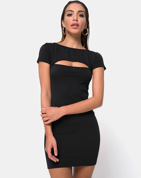Giri Bodycon Dress in Celestial Black
