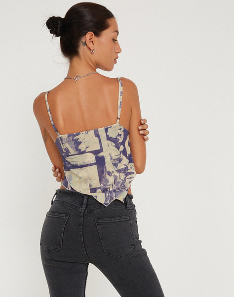 image of Shindu Mesh Vest Top in Collage Floral Shadow Purple