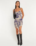 image of Shinura Printed Mini Dress in Collage Floral Shadow Purple