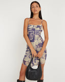 image of Shinura Printed Mini Dress in Collage Floral Shadow Purple