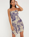 image of Shinura Printed Mini Dress in Collage Floral Shadow Purple