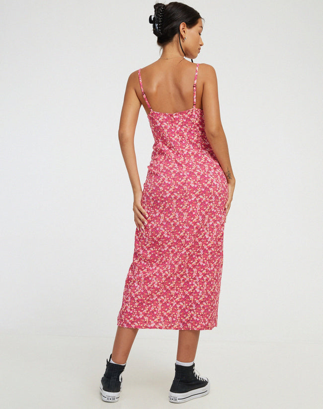 image of Shiori Midi Dress in Ditsy Floral PinkShiori Midi Dress in Ditsy Floral Pink