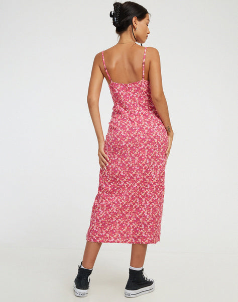 image of Shiori Midi Dress in Ditsy Floral PinkShiori Midi Dress in Ditsy Floral Pink