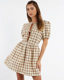 Image of MOTEL X JACQUIE Shirley Mini Dress in Yellow Brown Check