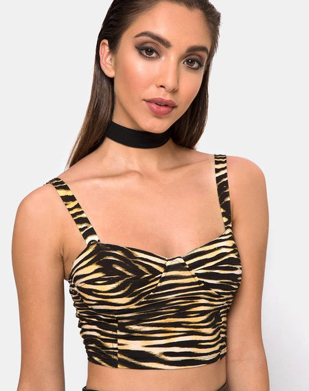 Dyrilla Cropped Bralet in Velvet Golden Tiger