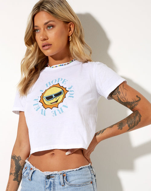 Image of Shrunk Tee in White Retro Sun