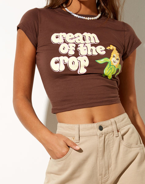 Image of Tinsi Crop Top in Deep Mahogany Cream Of The Crop