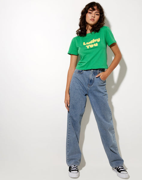 Shrunk Tee in Green Lucky you