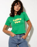 Shrunk Tee in Green Lucky you