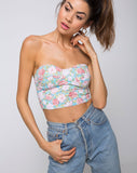 Shisui Tube Top in Bloom Floral Blue Base