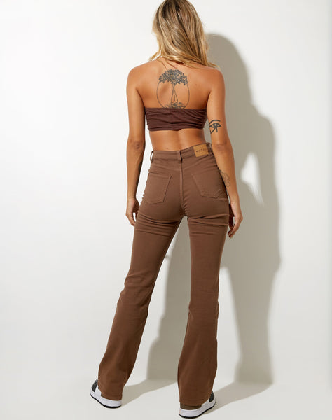 Shuji Crop Top in Lycra Deep Mahogany