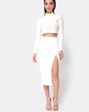 Shureen Crop Top in Velvet Rib White