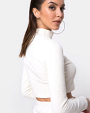 Shureen Crop Top in Velvet Rib White