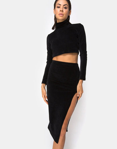 Bonnie Crop Top in Animal Net Black