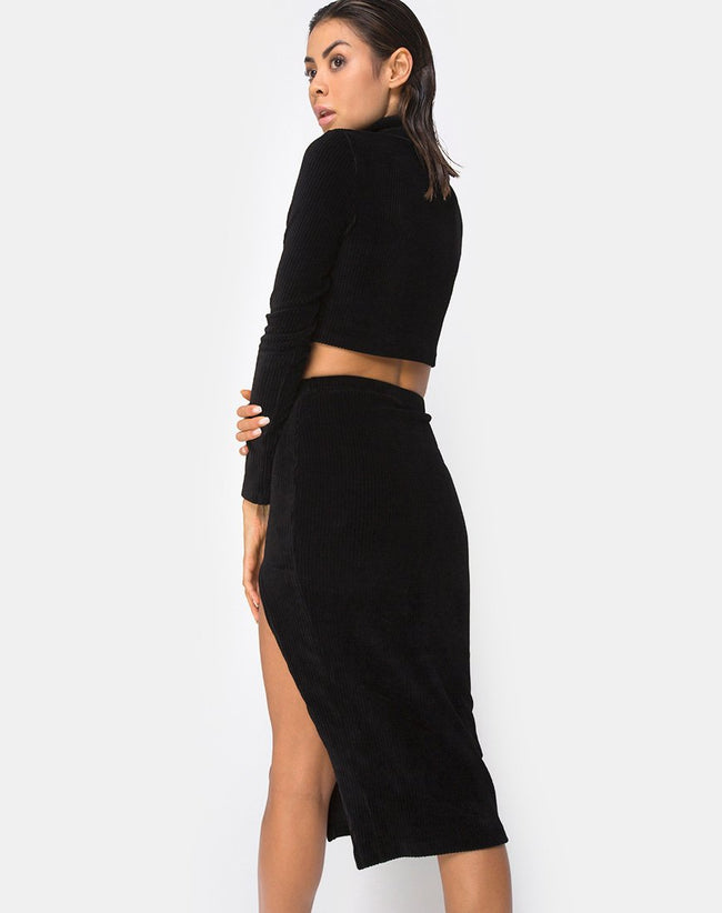 Shureen Crop Top in Rib Black