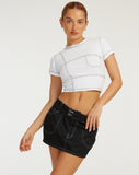 image of Shyla Cropped Tee in White with Black Stitch