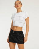 image of Dipta Mini Skirt in Black with White Stitch