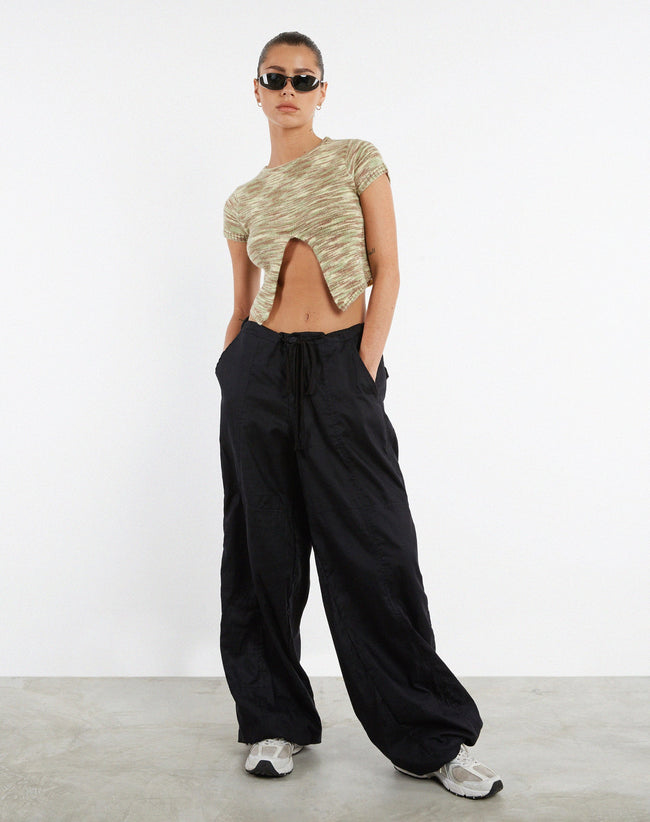 image of MOTEL X JACQUIE Sianda Crop Top in Mix Space Dye Khaki