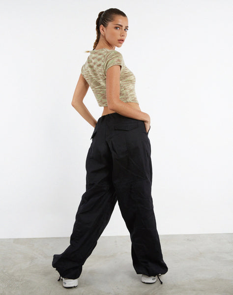 image of MOTEL X JACQUIE Sianda Crop Top in Mix Space Dye Khaki