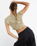 image of MOTEL X JACQUIE Sianda Crop Top in Mix Space Dye Khaki