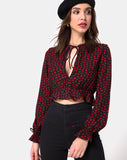 Sibel Top in Dotty Rose Black