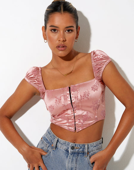 Elci Crop Top in Rose Flock Silver Blue