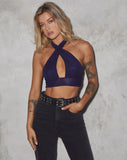 Silta Crop Top in Glitter Lurex Navy Blue