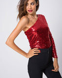 Image of Tia Top in Fishcale Sequin Ruby