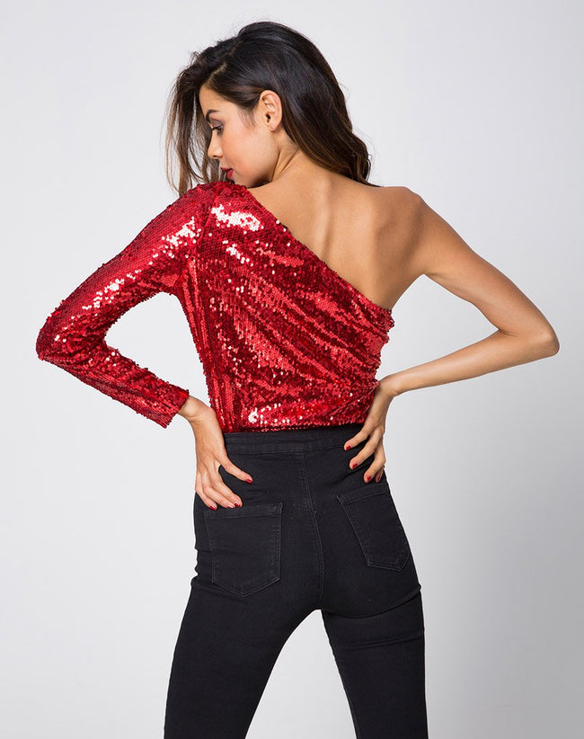 Image of Tia Top in Fishcale Sequin Ruby