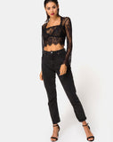 Sinhor Crop Top in Lace Black