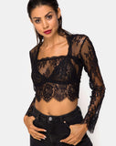 Sinhor Crop Top in Lace Black