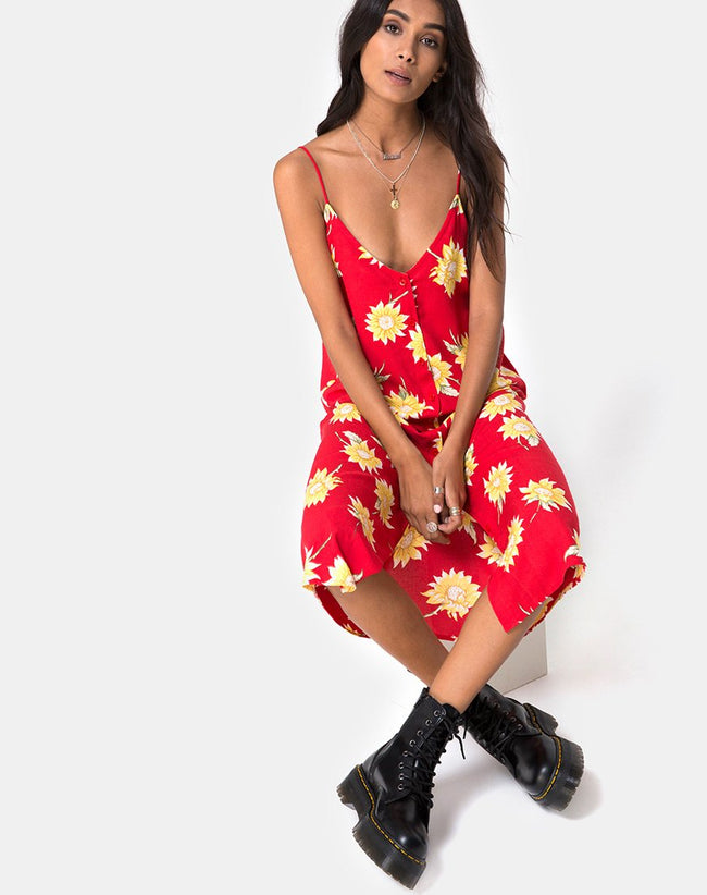 Sini Slip Midi Dress in Sunny Days Red