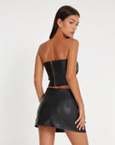 image of Sioni Wrap-Over Mini Skirt in PU Black