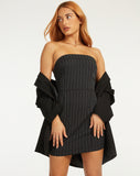 image of Siria Bandeau Dress in Irregular Stripe Black