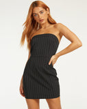 image of Siria Bandeau Dress in Irregular Stripe Black