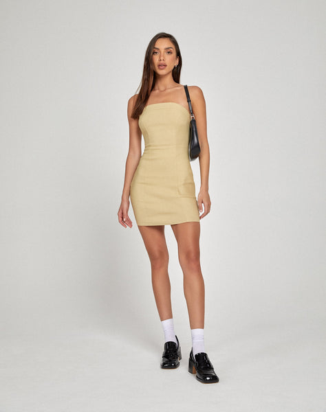 Siria Bandeau Dress in Tailoring Ecru