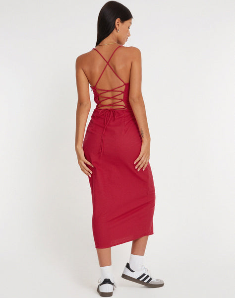 image of Sky Midi Dress in Tango Red