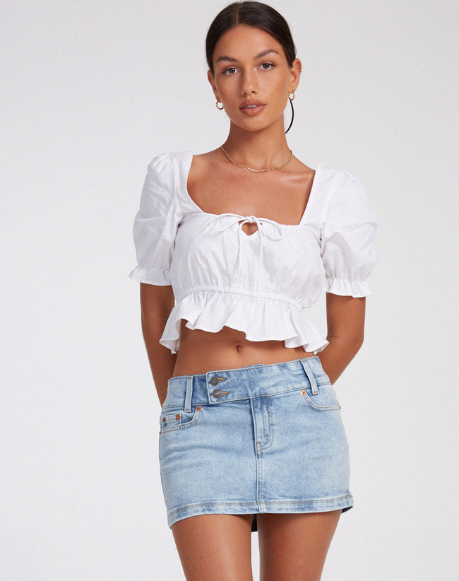 image of Slate Crop Top in Poplin White