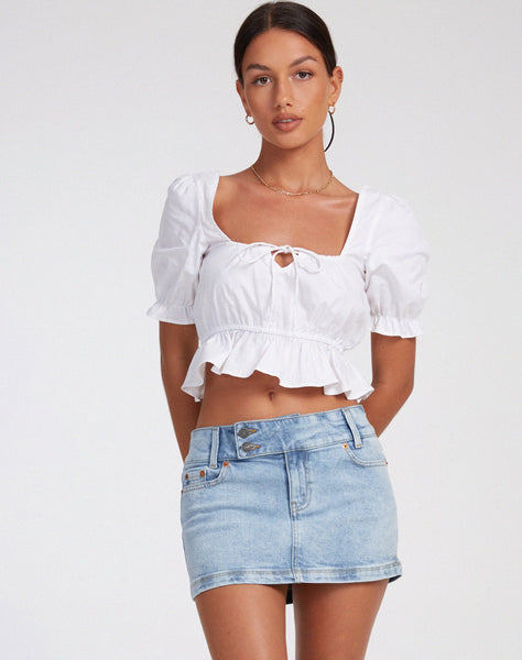 image of Slate Crop Top in Poplin White