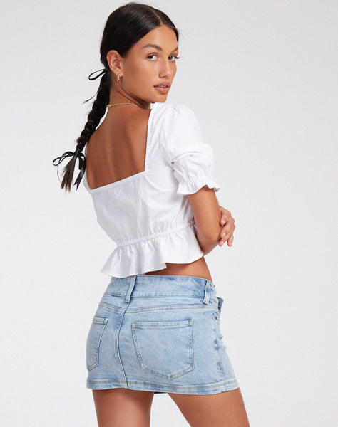 image of Slate Crop Top in Poplin White