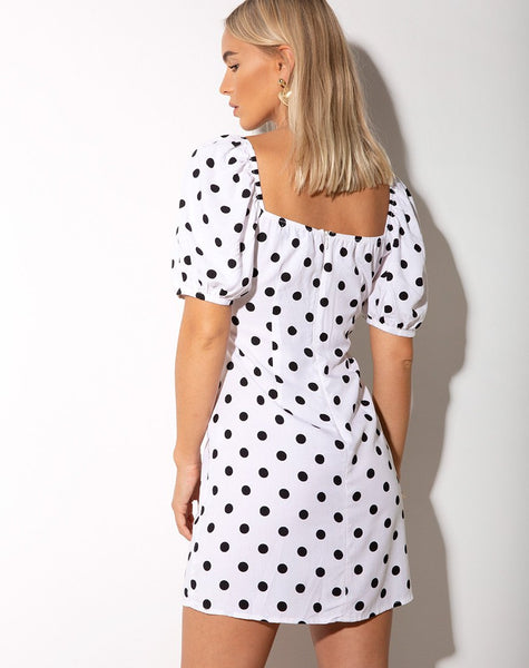 Varie Mini Dress in 80's Polka White