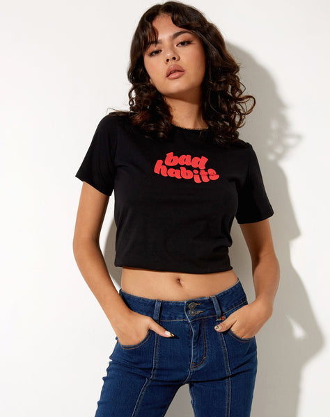 Image of Shrunk Tee in Black Bad Habits