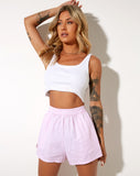 Lala Short in Vertical Stripe Pink and White