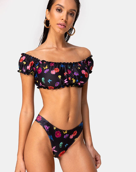 Dita Bikini Bottom in Butterfly Floral