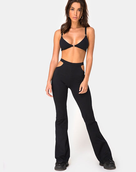 Herlom Flare Trouser in Mesh Black Butterfly