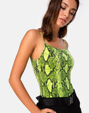 Sol Bodice in Snake Lime