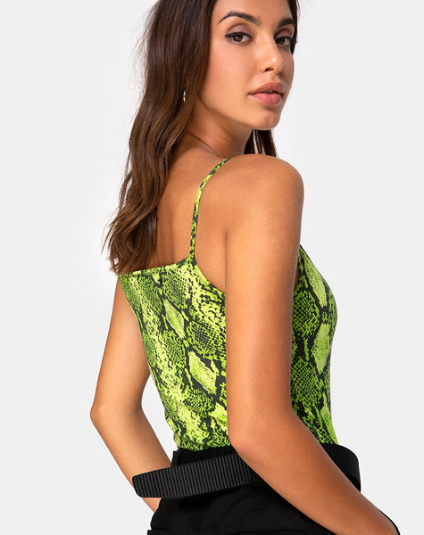 Sol Bodice in Snake Lime