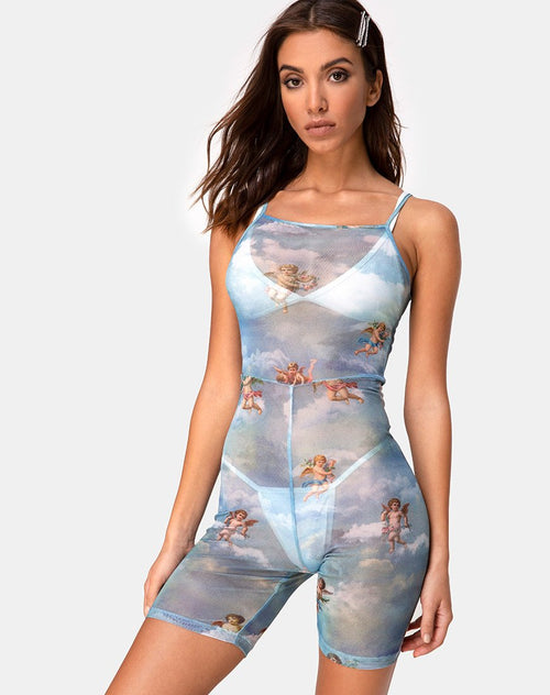 Solina Unitard in Mesh Angel Sky Blue