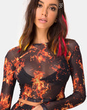 Bonnie Crop Top in Fire Mesh