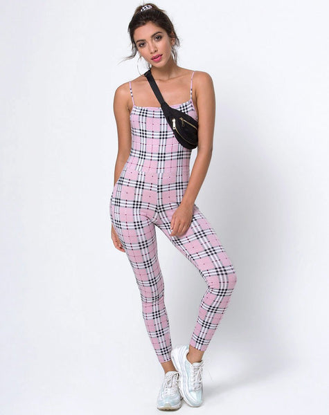 Solita Unitard in Pink Check